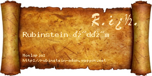 Rubinstein Ádám névjegykártya