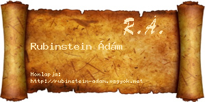 Rubinstein Ádám névjegykártya